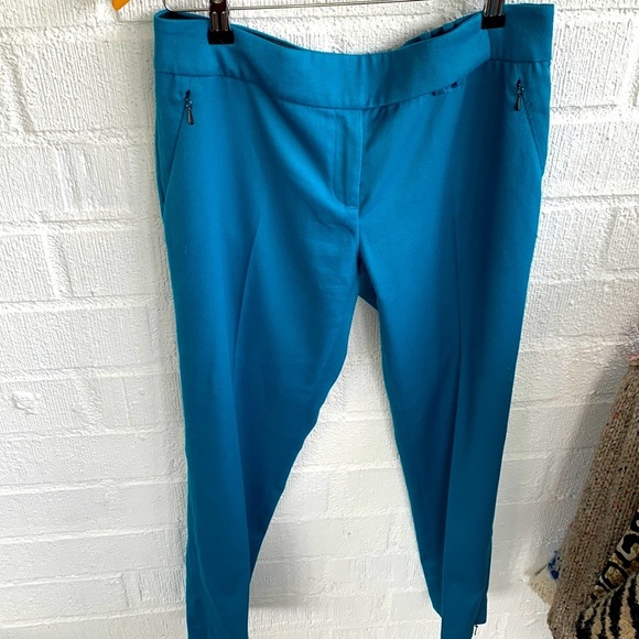 Anthropologie by Leifsdottir Teal Cropped Trouser Zipper at Ankle Pants sz 6 - Picture 5 of 10